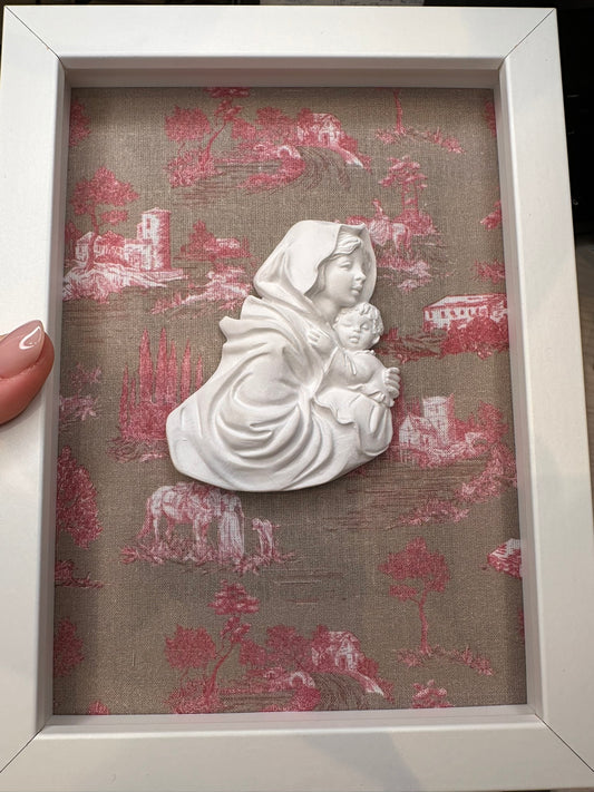 Cuadro Virgen Fondo Toile de Jouy