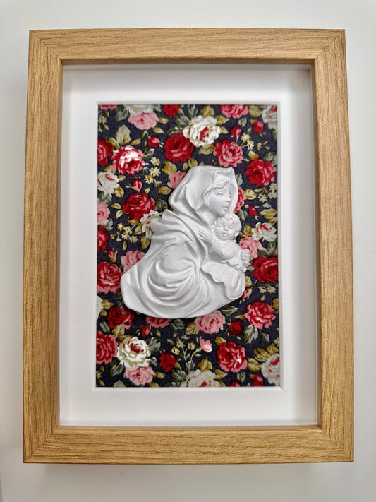 Cuadro Virgen Flor Marino/Rosa