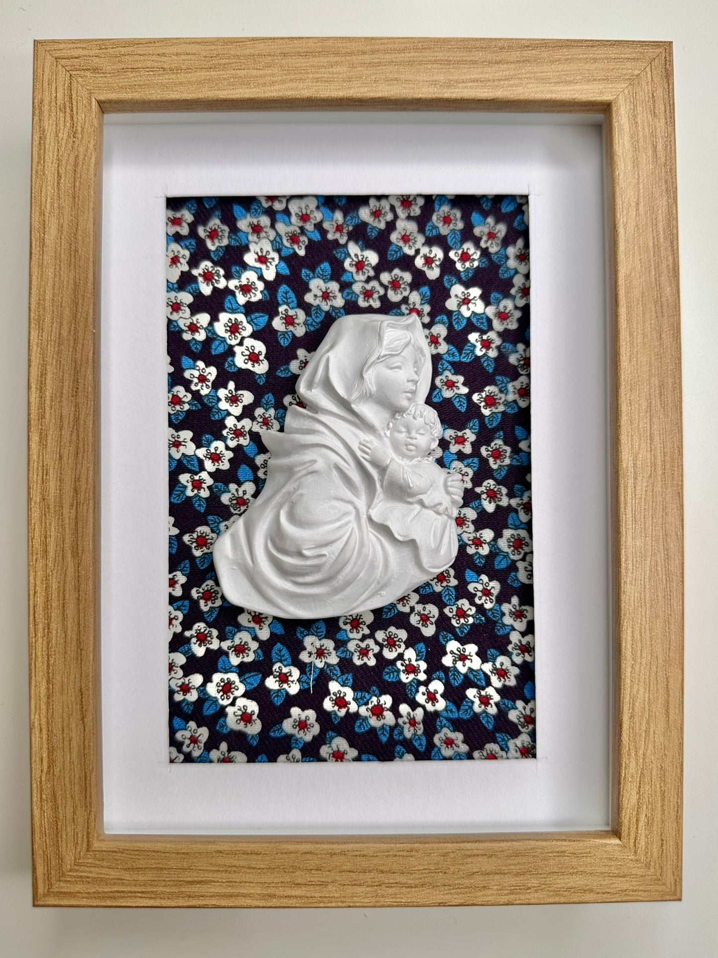 Cuadro Virgen Flor Marino/Blanco