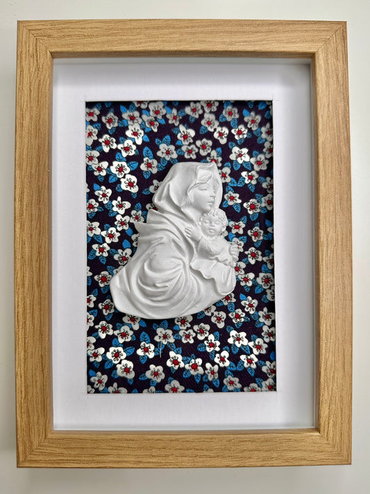 Cuadro Virgen Flor Marino/Blanco